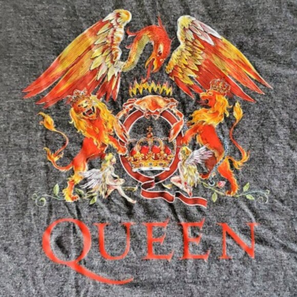 Queen Classic Crest Rock Band Gray T-Shirt Music Size L Retro/Vintage Layer - Picture 2 of 7